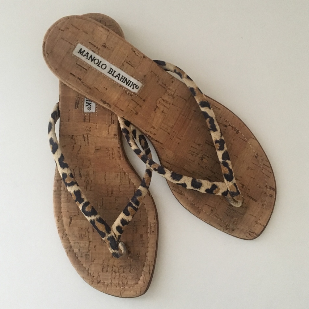 Manolo Blahnik leopard print thong/flip flop 35